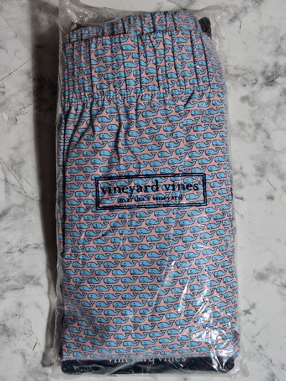 Vineyard Vines Pink and Light Blue Whale-Print Boxer Shorts
